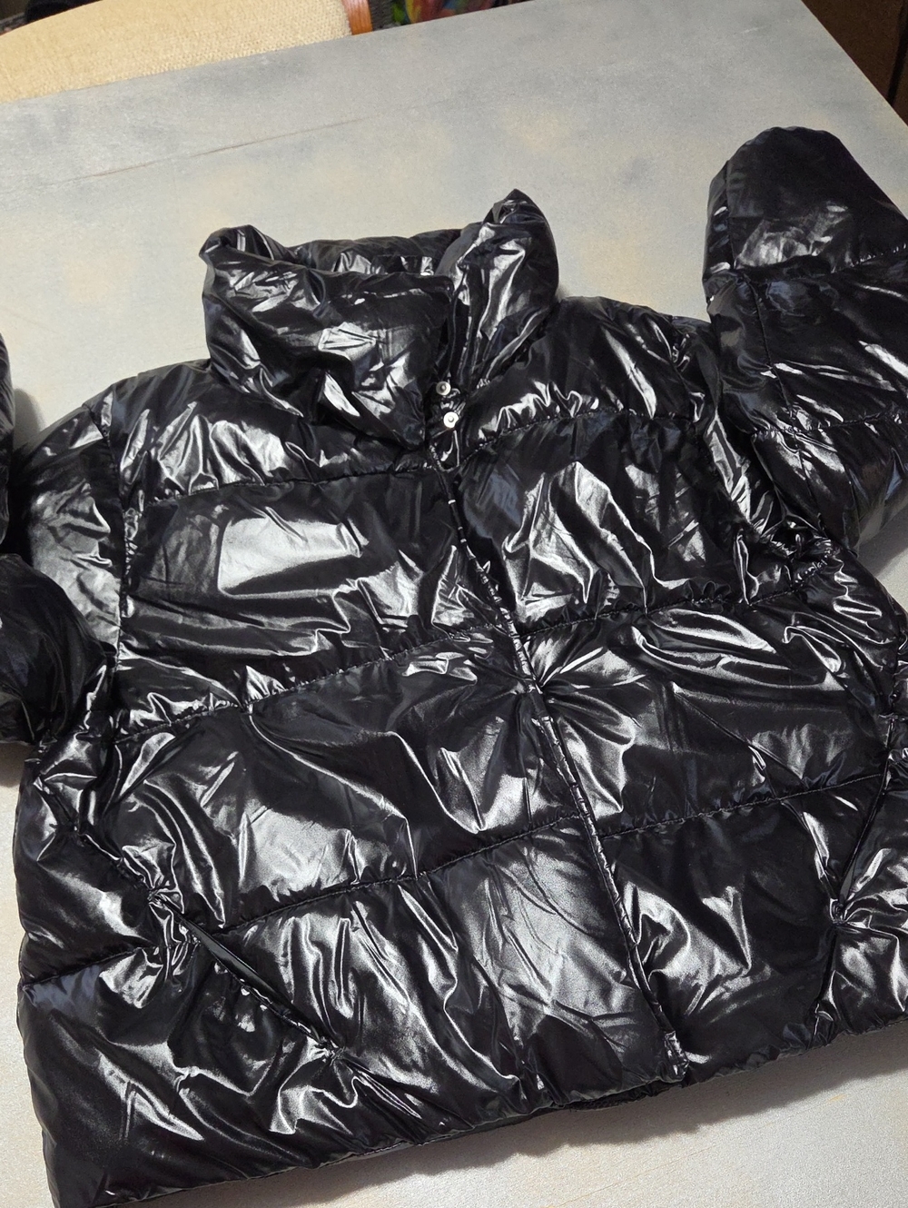a new day Shiny Black Quilted Puffer Coat NWOTS